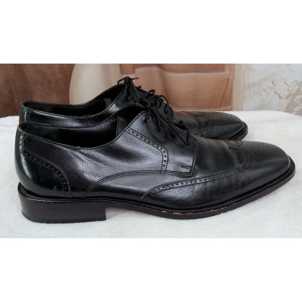 Bostonian Black Leather Wingtip Oxford Shoes